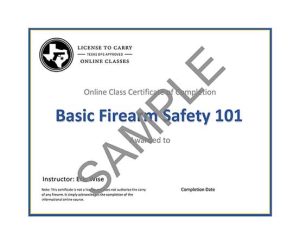 Shooters Texas - Basic Firearm Safety 101 - Certificate of Completion